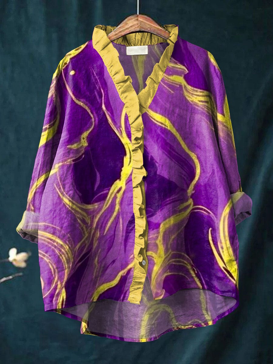 ZERENA | Printed Purple Everyday Blouse