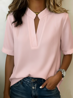 ELISE | Elegant Short Sleeve V-Neck Blouse