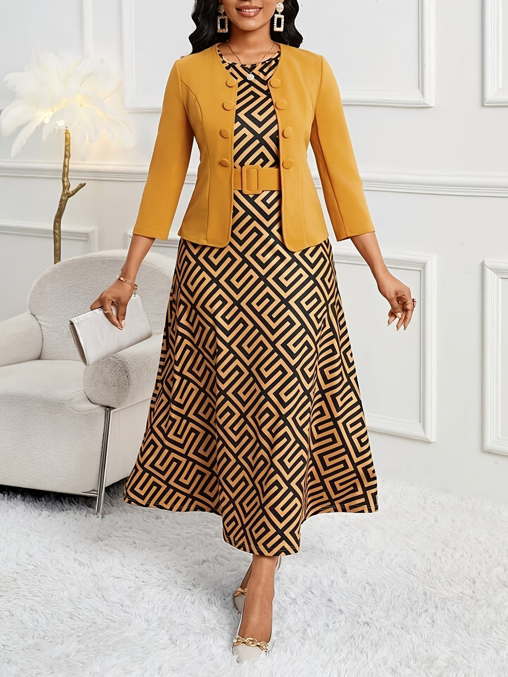 AMELIE | Printed Belted Two-Piece Set