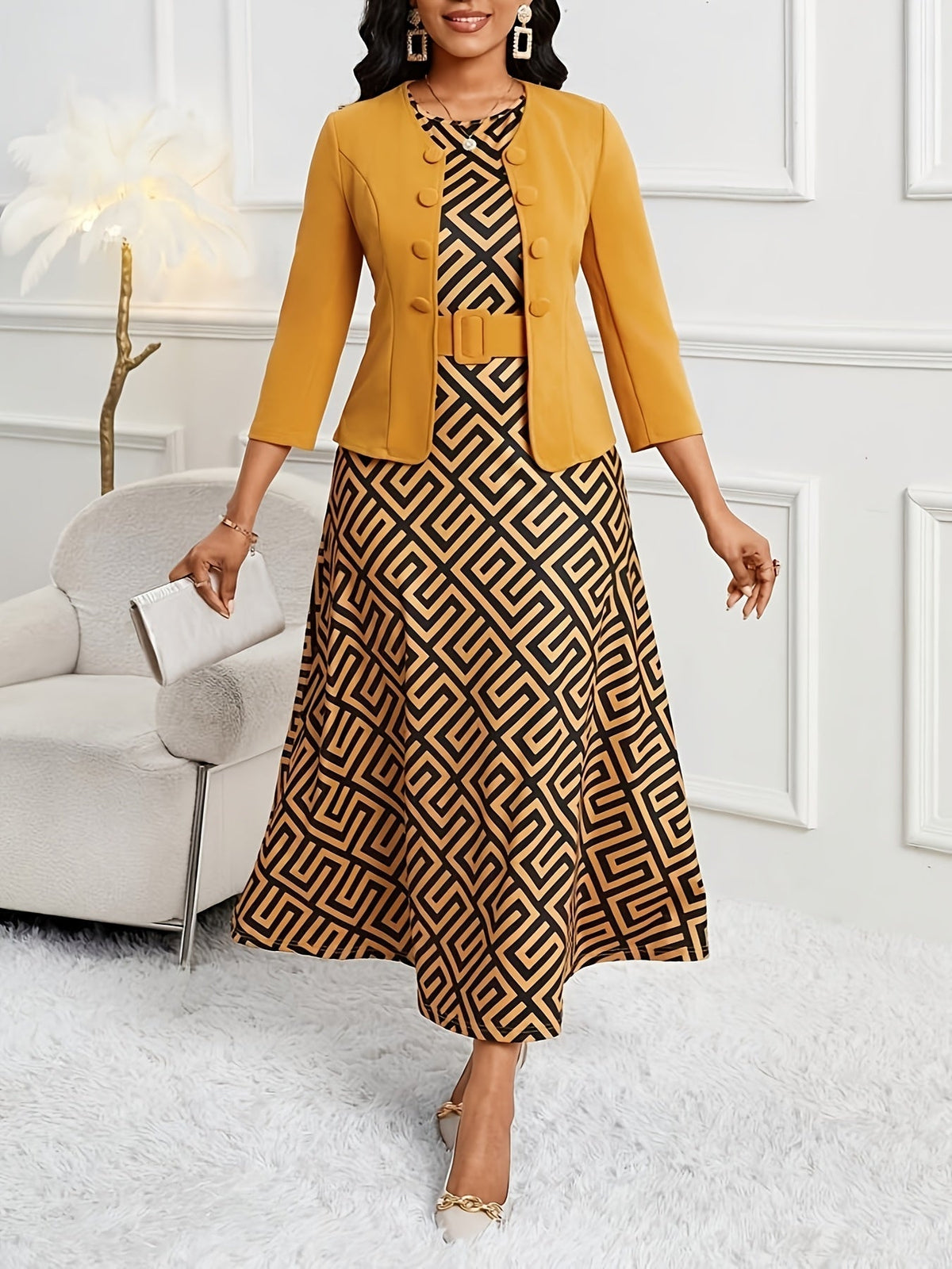AMELIE | Printed Belted Two-Piece Set