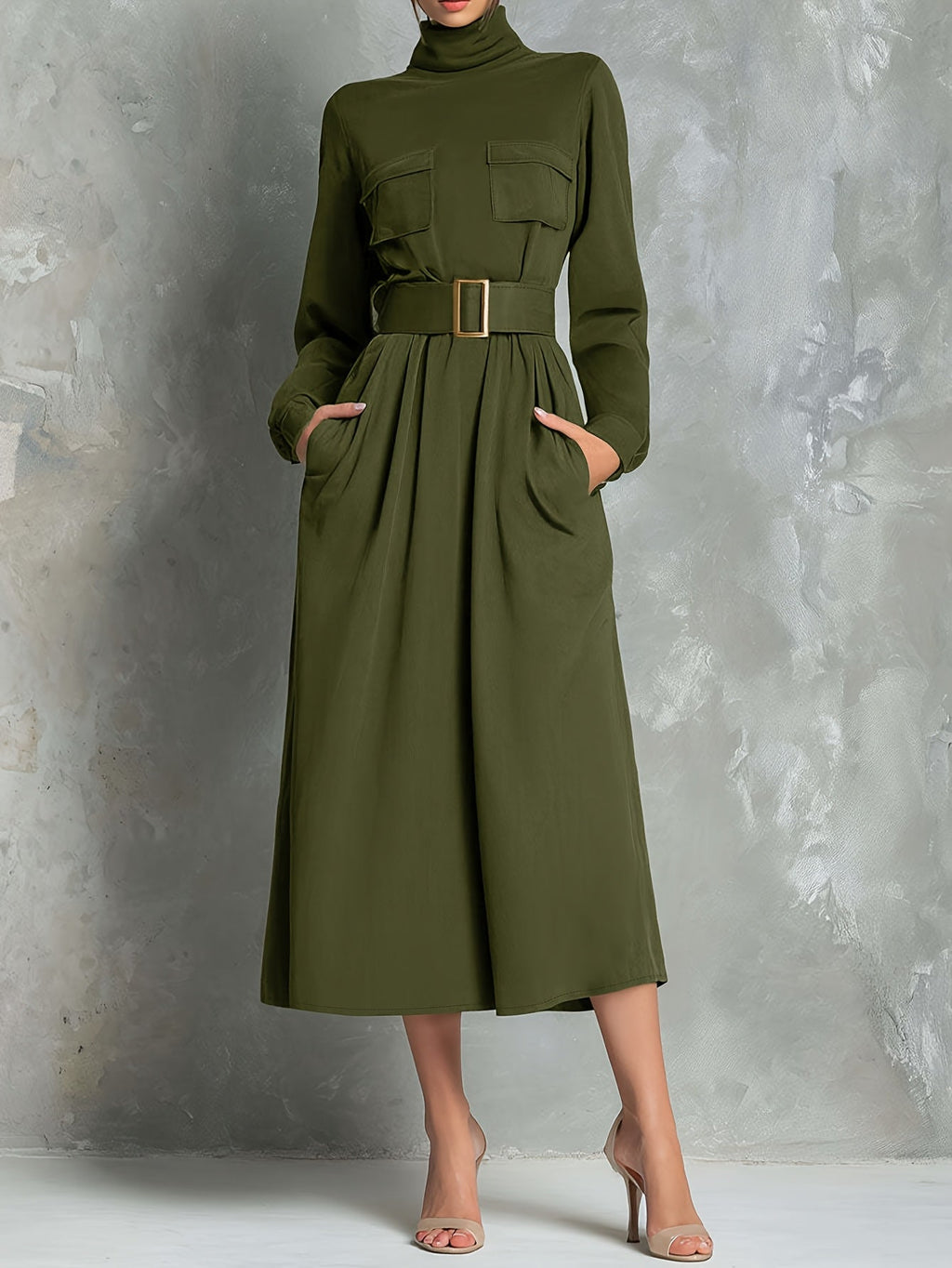 IVEY | Olive Green A-Line Dress