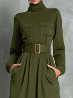 IVEY | Olive Green A-Line Dress