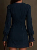 RACHEL | Blue Dress With Front Zip