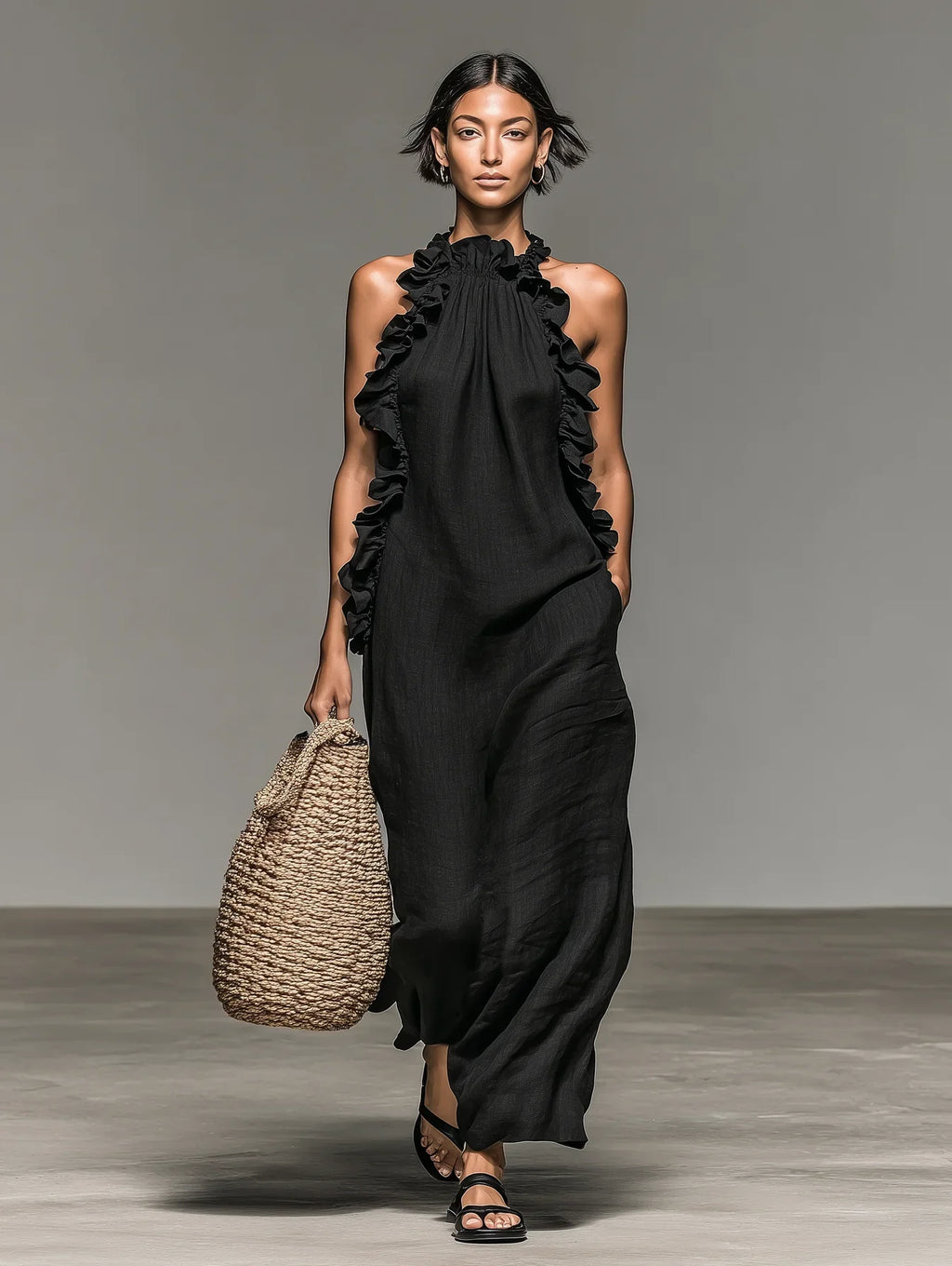 ALIETTE | Flowy Maxi Dress With Ruffles And Pockets