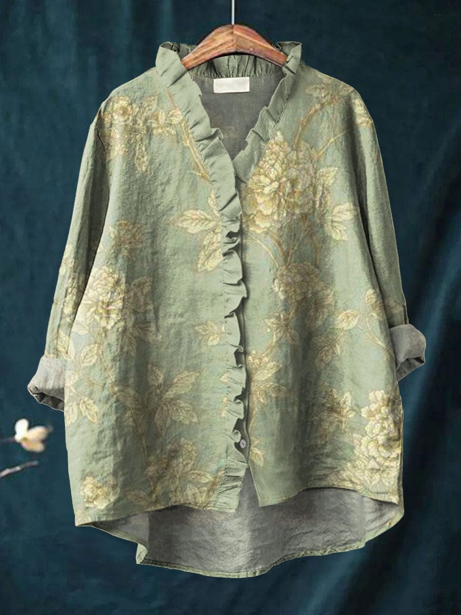 AURELIA | Watercolour Floral Sage Green Everyday Blouse