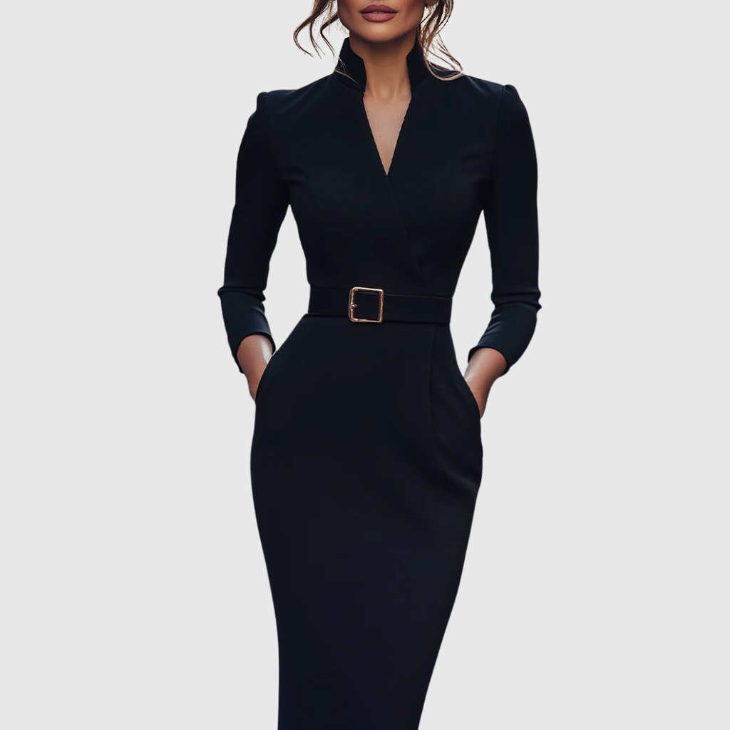CLARIBEL | Refined Black Midi Dress