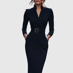 CLARIBEL | Refined Black Midi Dress