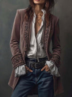 ERICA | Long Vintage Jacket With Embroidery