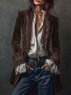 ERICA | Long Vintage Jacket With Embroidery
