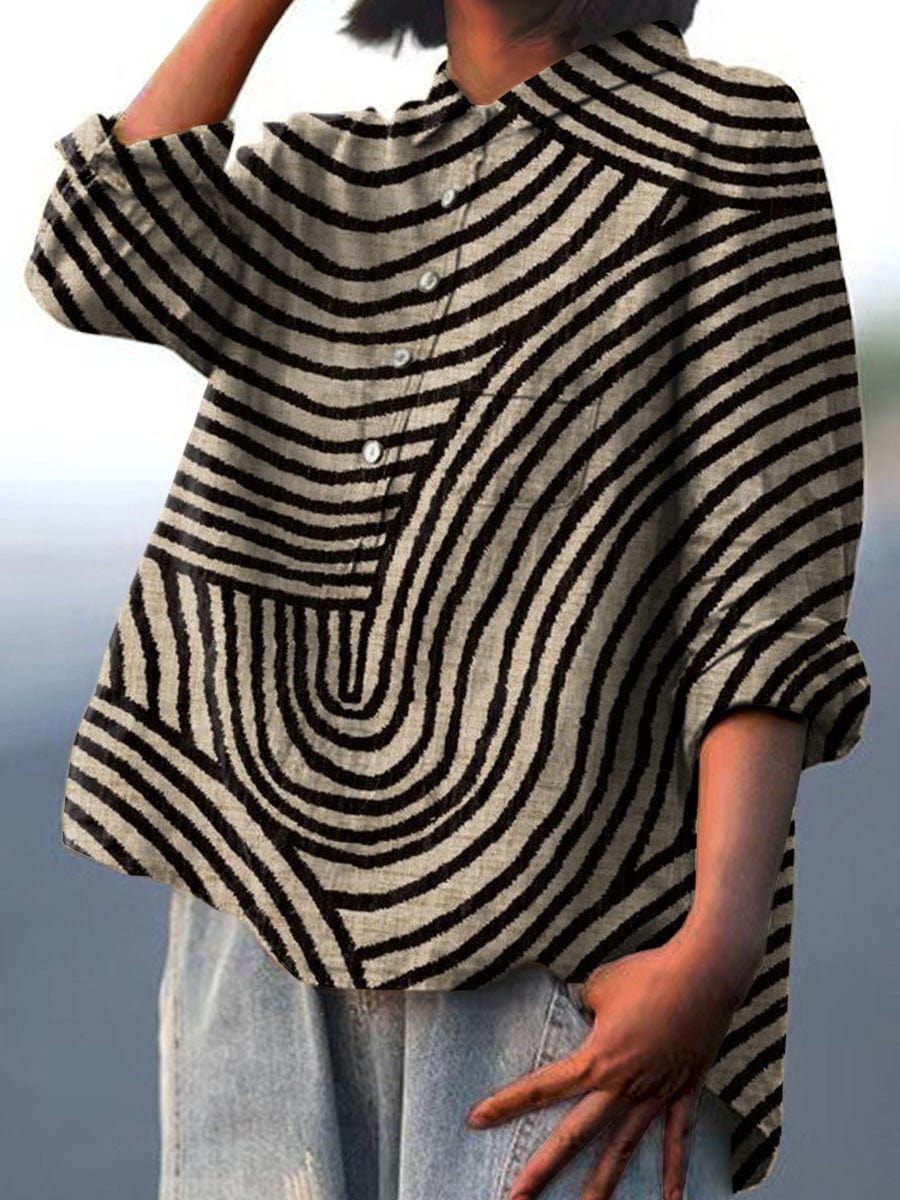 SABIRA | Striped Cream Everyday Blouse