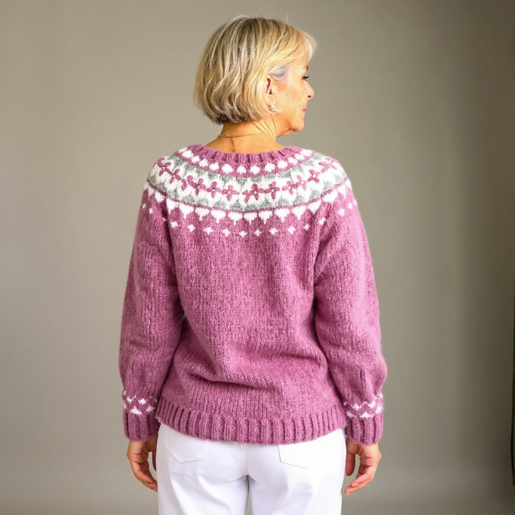 MIA | Geometric Print Grey Nordic Knit Cardigan
