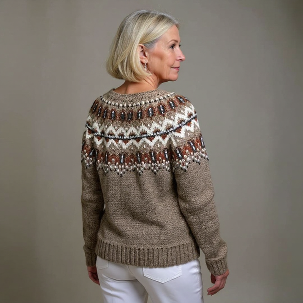 ADELINE | Ribbed Brown Nordic Knit Cardigan