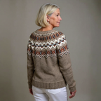 ADELINE | Ribbed Brown Nordic Knit Cardigan