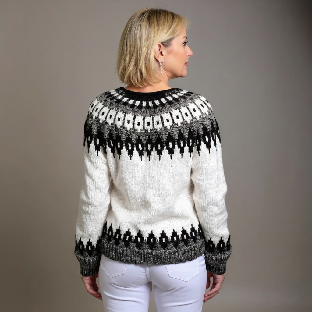 AVA | Ribbed Black Nordic Knit Cardigan