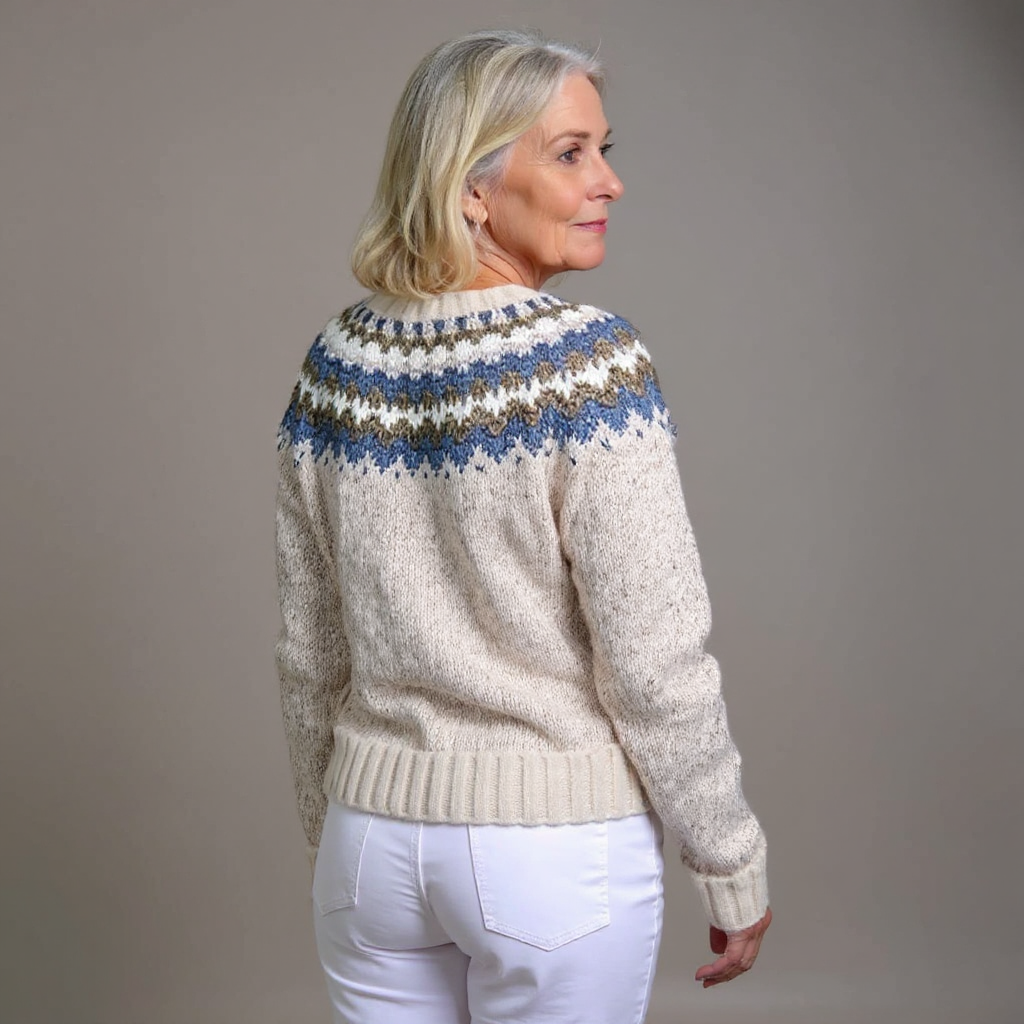PENNY | Ribbed Olive Green Nordic Knit Cardigan