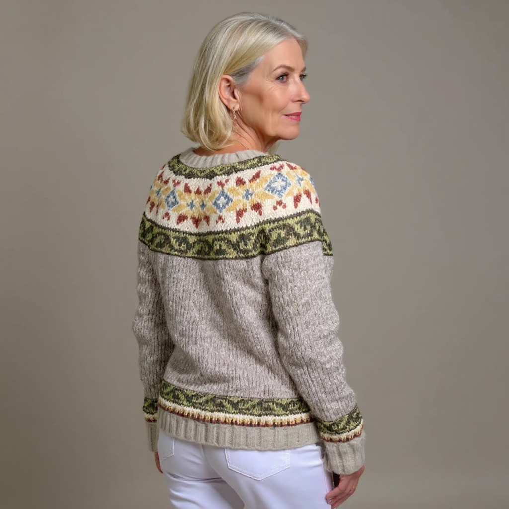 FALL | Geometric Print Rust Nordic Knit Cardigan