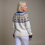 HARPER | Ribbed Olive Green Nordic Knit Cardigan Printed