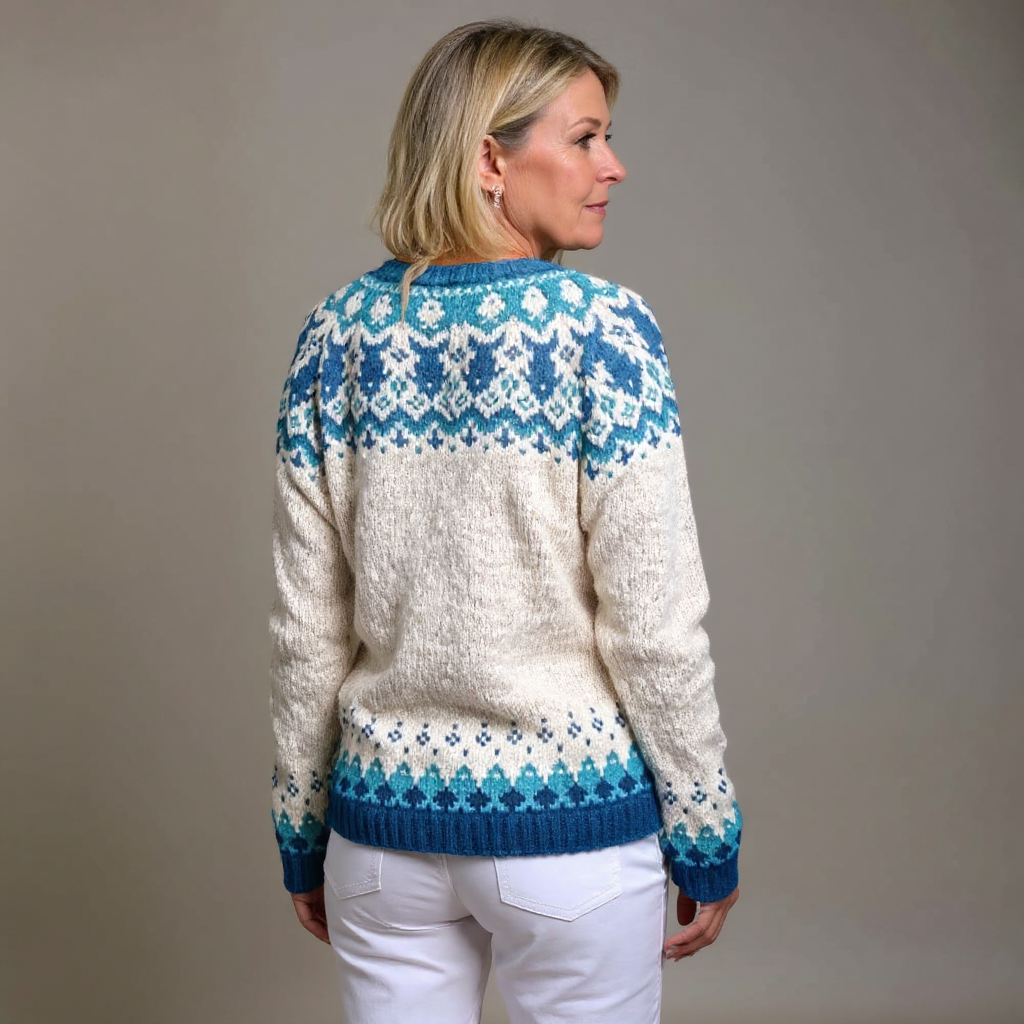 MEVA | Ribbed Blue Nordic Knit Cardigan