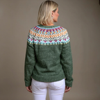 ELLA | Ribbed Blue Nordic Knit Cardigan Printed