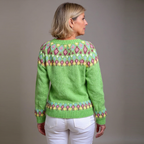 RUBY | Floral Print Nordic Knit Cardigan Ribbed