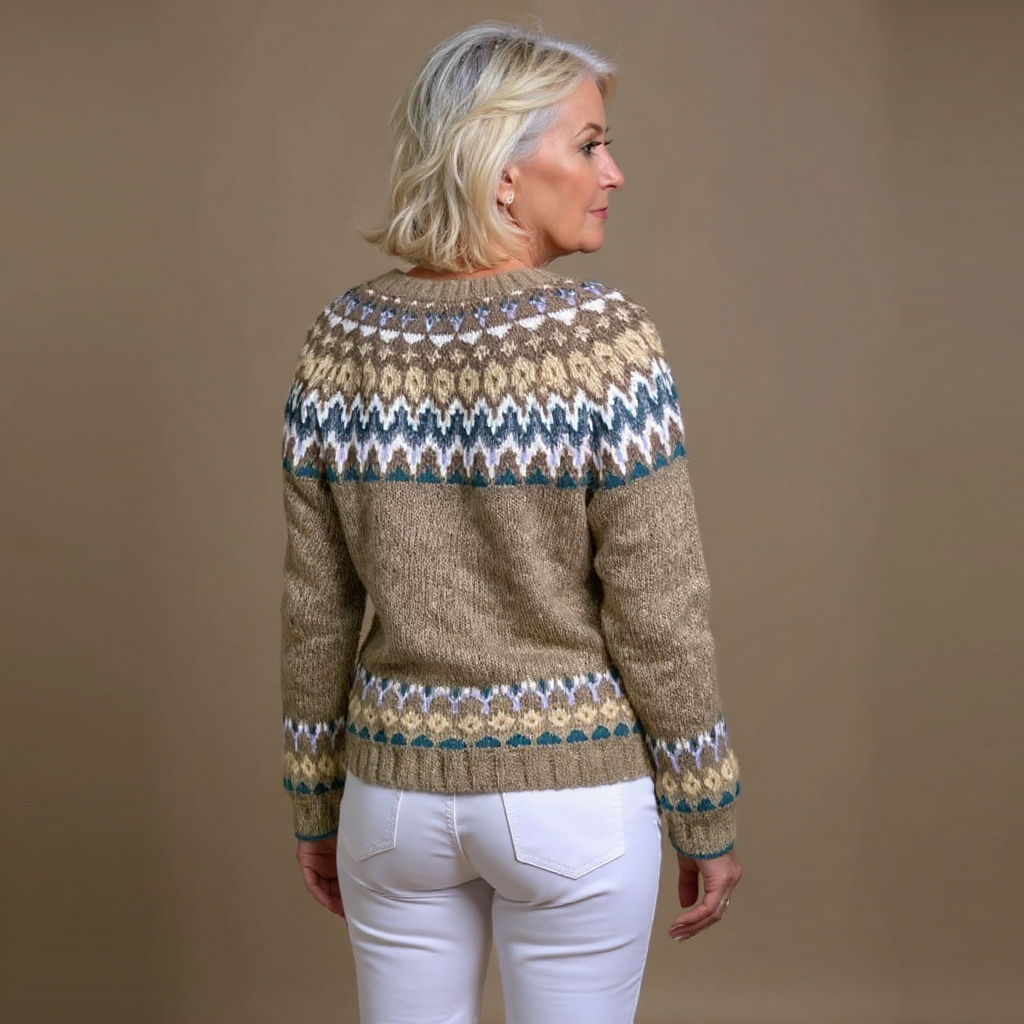 CLEO | Button-Front Teal Nordic Knit Cardigan
