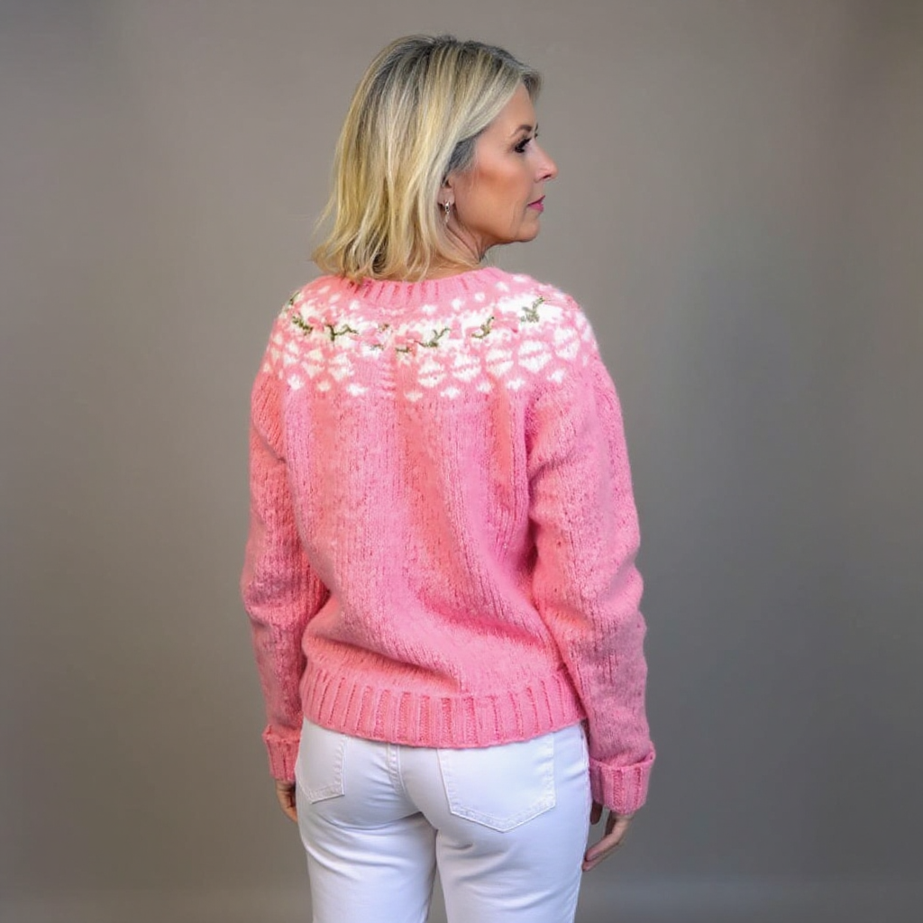 VERA | Floral Print Nordic Knit Cardigan Button-Front