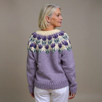 JOSEPHINE | Floral Print Purple Nordic Knit Cardigan