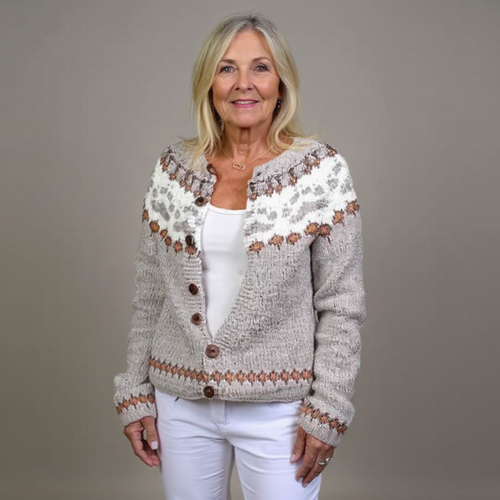 MAYA | Ribbed Rust Nordic Knit Cardigan