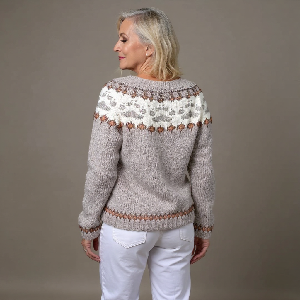 MAYA | Ribbed Rust Nordic Knit Cardigan