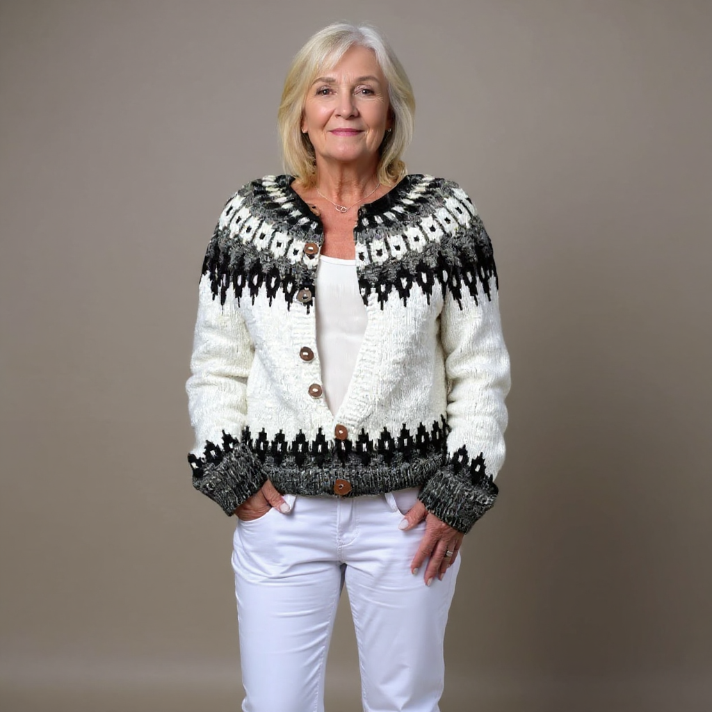 AVA | Ribbed Black Nordic Knit Cardigan