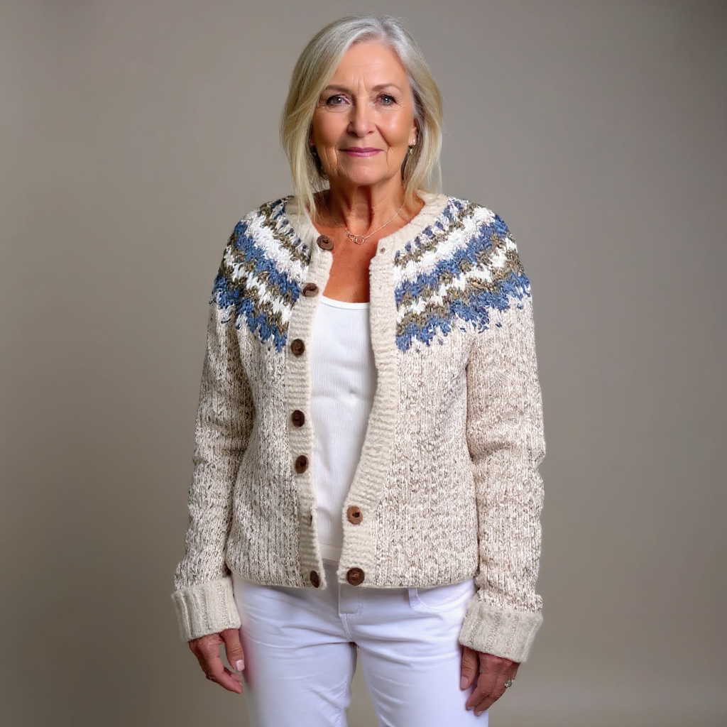 PENNY | Ribbed Olive Green Nordic Knit Cardigan