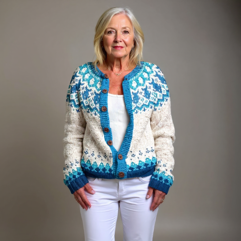 MEVA | Ribbed Blue Nordic Knit Cardigan