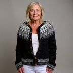 NEVA | Printed Black Nordic Knit Cardigan