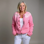 VERA | Floral Print Nordic Knit Cardigan Button-Front