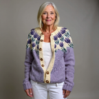 JOSEPHINE | Floral Print Purple Nordic Knit Cardigan