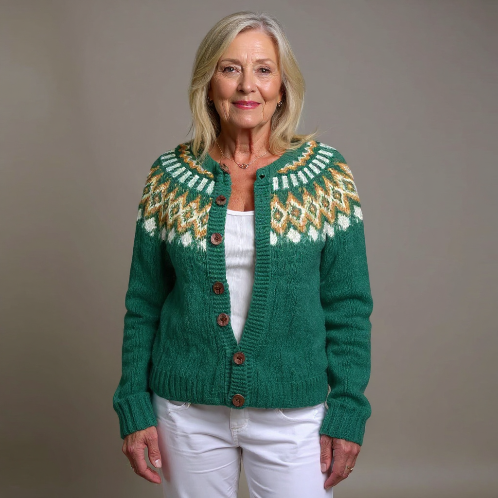 NINA | Ribbed Mustard Nordic Knit Cardigan