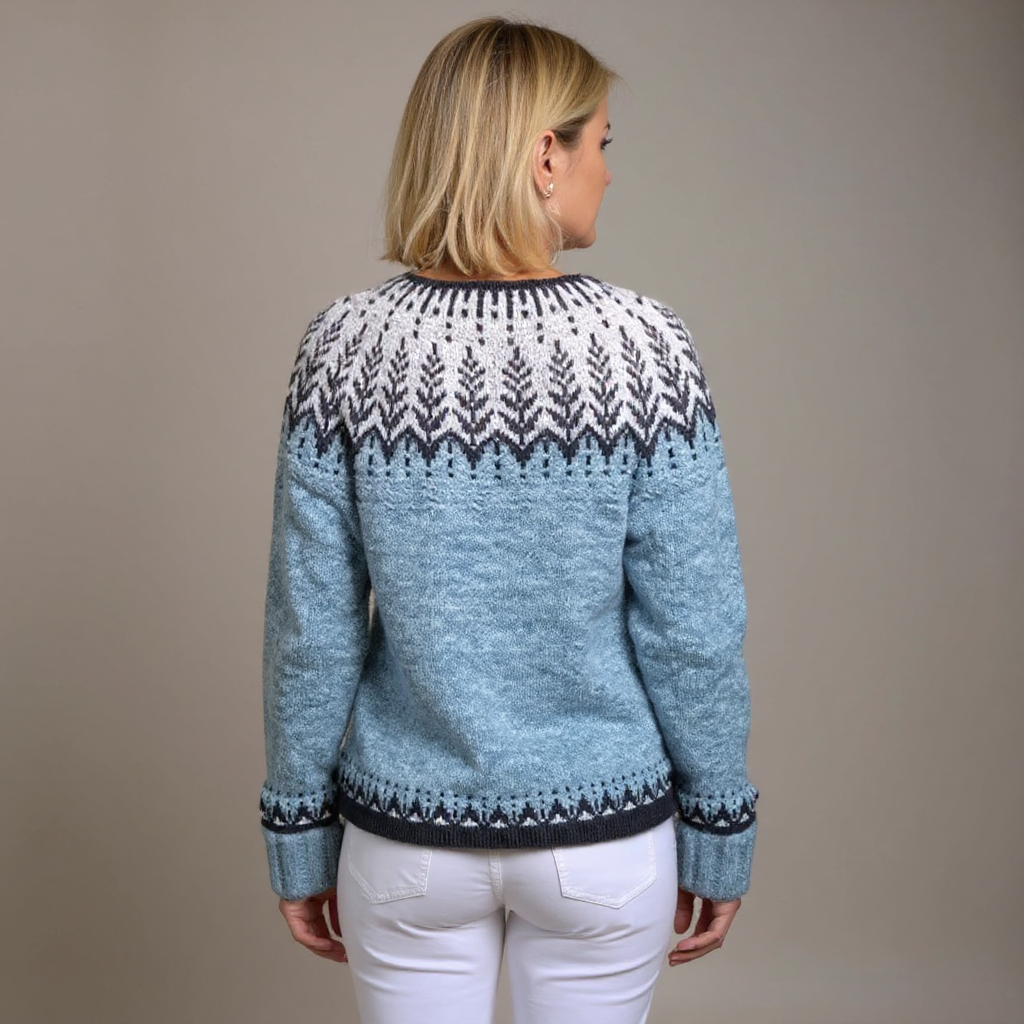CORA | Ribbed Nordic Knit Cardigan Printed
