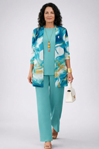 GALENA | Marble Print Blue Three-Piece Trouser Set