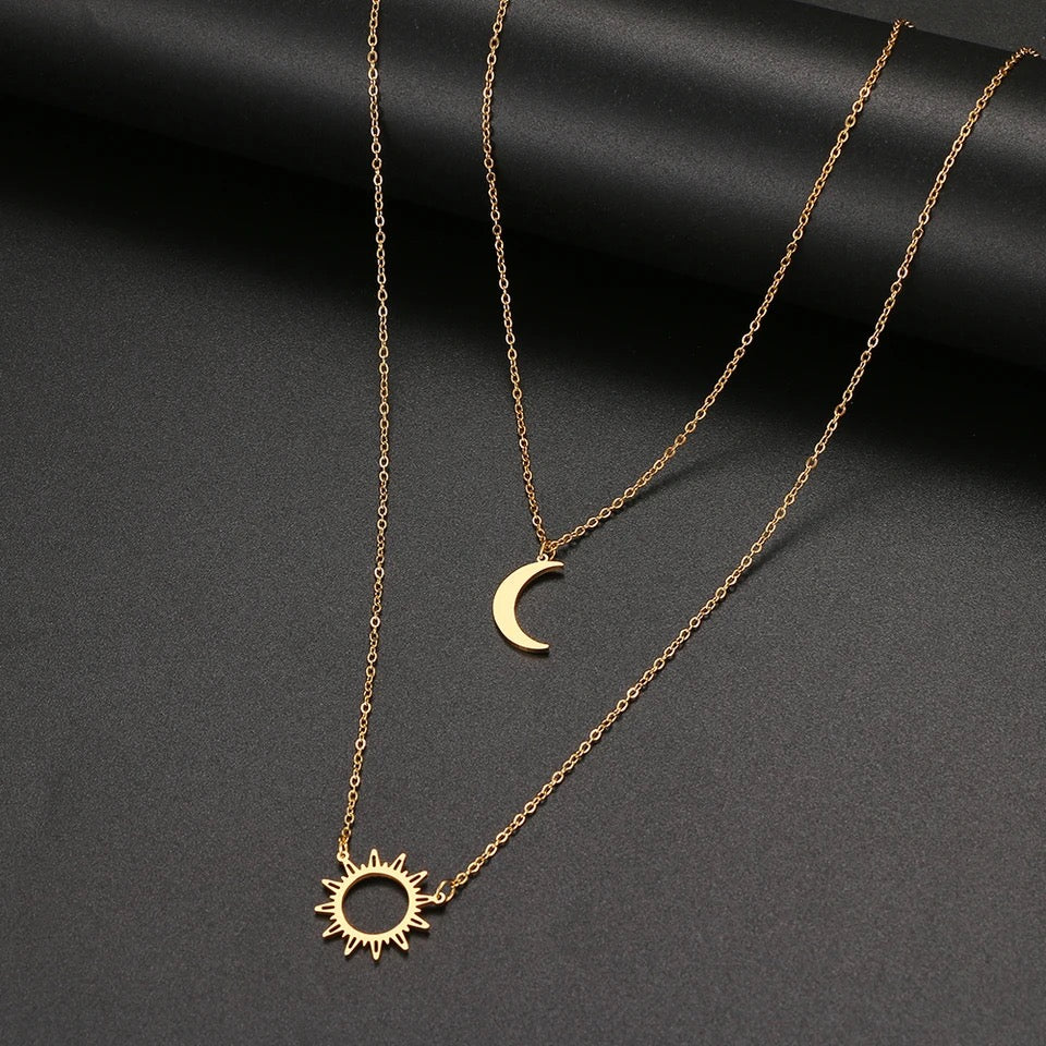 Collier double Moonlight en acier inoxydable