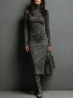 SERAPHINA | High Neck Long Sleeve Midi Dress