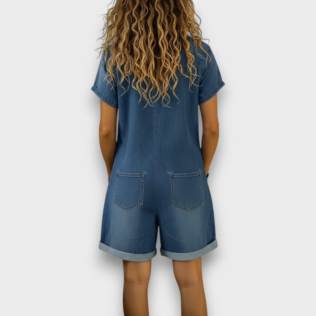 SAYLOR | Vintage Short Denim-Look Overalls