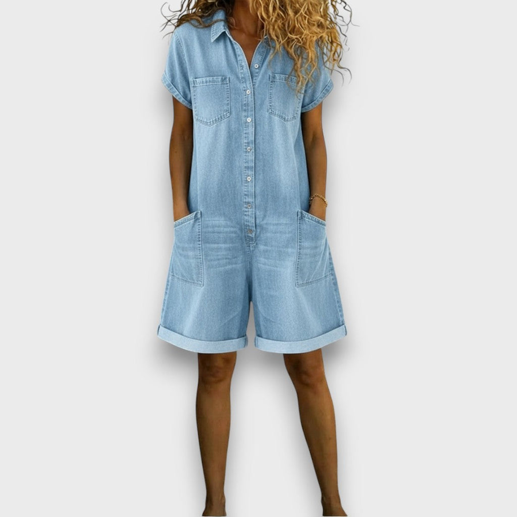 SAYLOR | Vintage Short Denim-Look Overalls