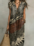 ZOLA | Mixed Print Maxi Dress