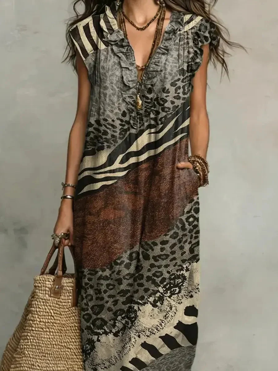 ZOLA | Mixed Print Maxi Dress