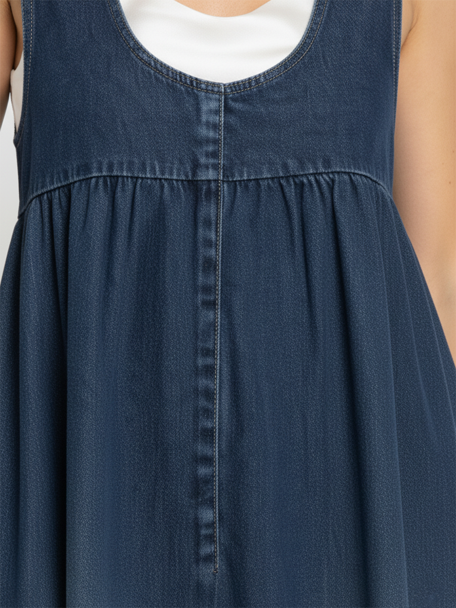 Vintage Washed Soft Denim Maxi Dress