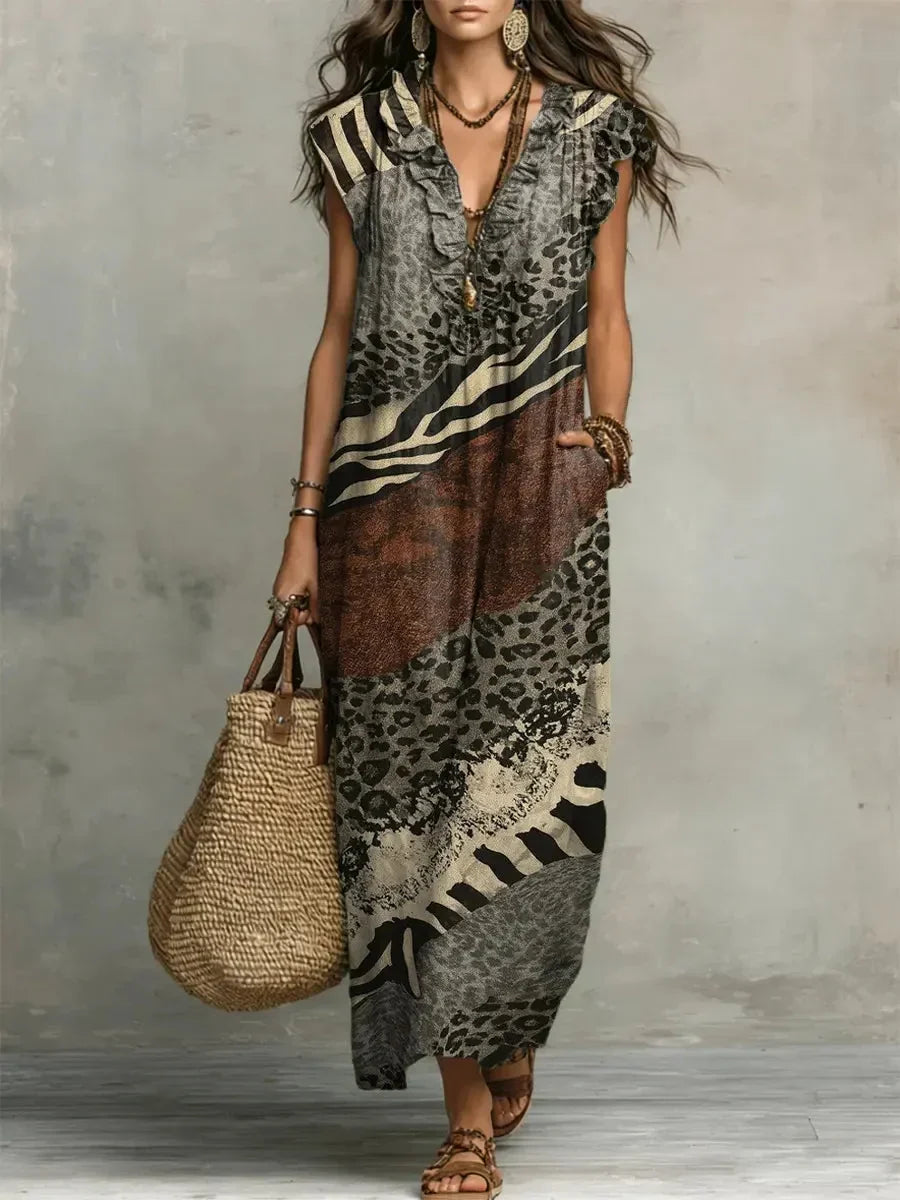 ZOLA | Mixed Print Maxi Dress