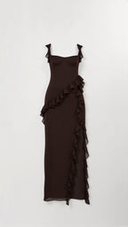 SOLANDRA | Prom Dress With Ruffle And Slit Maxi