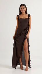 SOLANDRA | Prom Dress With Ruffle And Slit Maxi