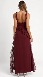 SOLANDRA | Prom Dress With Ruffle And Slit Maxi