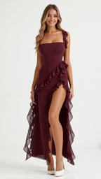 SOLANDRA | Prom Dress With Ruffle And Slit Maxi
